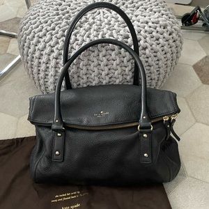 Kate Spade black leather shoulder tote bag